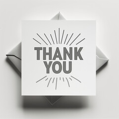 thank you card. Thank you note over an envelope in 3D . gratitude and appreciation conveyed through note. The card is placed on top of an envelope