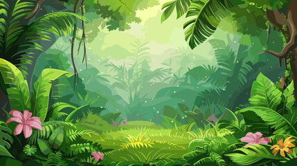 jungle tropical leaves around copy space empty background vector cartoon illustration