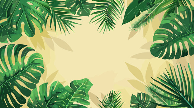 jungle tropical leaves around copy space empty background vector cartoon illustration