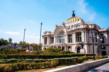 Mexico City, Mexico- March 25 2024: palace of fine arts by day, Mexican tourism.