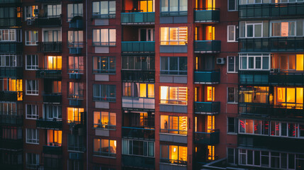 Obraz premium Twilight Residence: Urban Serenity Captured. Generative AI