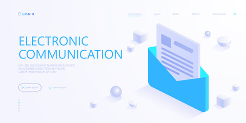 Letter in envelope icon. Electronic communication, email marketing service, receiving message, incoming notification concept. Isometric vector illustration for visualization of business presentation - 790981689