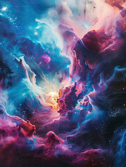 Fototapeta premium Psychedelic Explosion Cosmic Nebula Poster