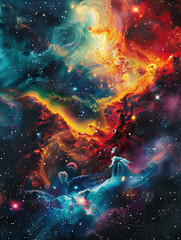 Psychedelic Explosion Cosmic Nebula Poster