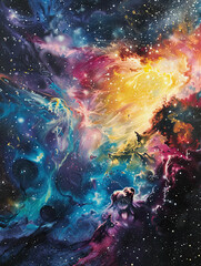 Psychedelic Explosion Cosmic Nebula Poster