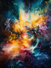 Obraz na płótnie Canvas Psychedelic Explosion Cosmic Nebula Poster