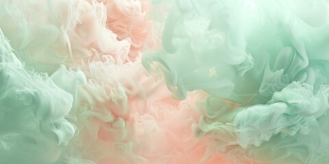 Fototapeta premium Blush Pink and Mint Green Soft Pastel Hues Merge in Delicate Artwork