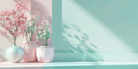 Soft Pastel Blush Pink and Mint Green Merging in Harmonious Beauty
