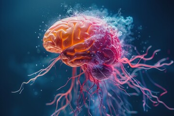 Human brain colorful splash creativity exploding with new ideas plans motivation brainstorm and education concept emotional intelligence mindfulness minds science abstract intellect genius psychology