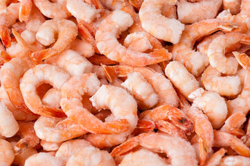 Freshly frozen tiger shrimp. Frozen Tiger Shrimp Packed and Ready for Market