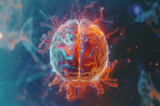 Human brain colorful splash creativity exploding with new ideas plans motivation brainstorm and education concept emotional intelligence mindfulness minds science abstract intellect genius psychology