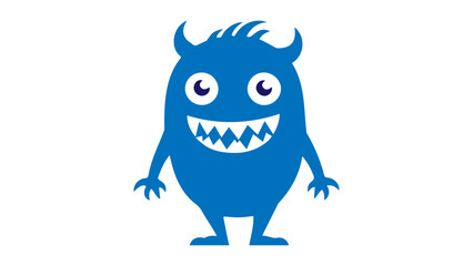 vector vector illustration of blue smiling monster, simple cartoon shape