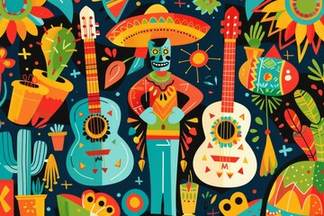 background illustration to commemorate a mexican cinco de mayo