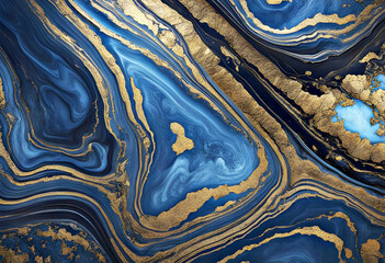 Blue and gold marble texture. Abstract marble wallpaper background , luxury marble texture gold and blue tone. 