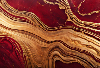 Close up marble texture. Burgundy marble texture with gold and streaks and patterns. Burgundy and gold marble texture background.