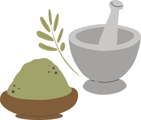 Set of spa and wellness, herbal mortar