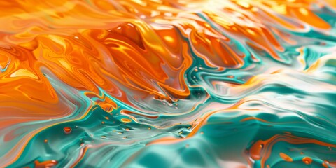 Vibrant Orange and Cool Aqua Overlapping Layers Artistic Abstract Image