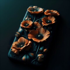 A cell phone with a flower design on it, celestial red flowers vibe