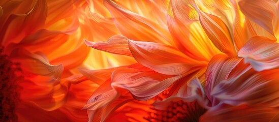 Sunflower petals in abstract background captured in an intense macro photograph.
