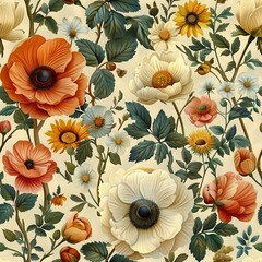 Muted Floral Harmony Seamless Background