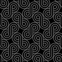 Vector seamless texture. Modern geometric background. A grid of twisted stripes of dots.