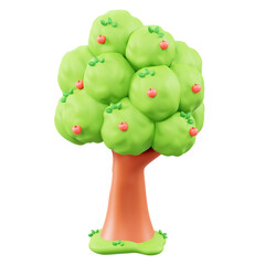 Bright 3D rendered apple tree with vibrant green colors