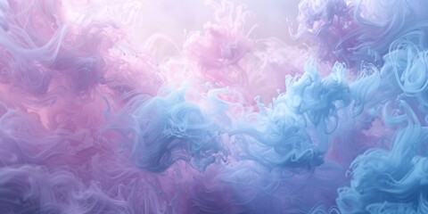 Pastel Dreams: Soft Cotton Candy Pink and Powder Blue Abstract Art - obrazy, fototapety, plakaty