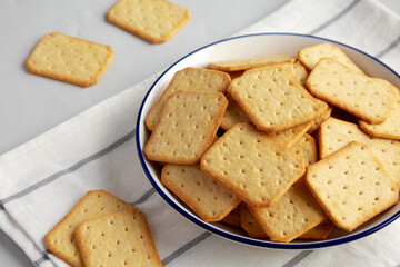 Oven Baked Crackers on a Plate, side view.