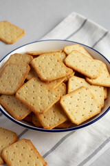 Oven Baked Crackers on a Plate, side view.