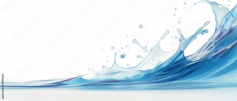 Aufkleber A splash of water on a white background. The splash is in the middle of the image and extends from the left to the right side