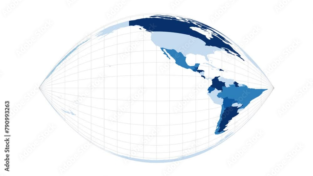 Poster world map. craig retroazimuthal projection. loopable rotating map of the world. powerful footage.