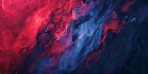 Bold Brushstrokes: Ruby Red and Midnight Blue Abstract Artwork Collide in Harmonious Chaos.