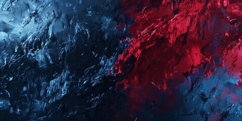 Bold Ruby Red and Midnight Blue Abstract Art Painting Collision
