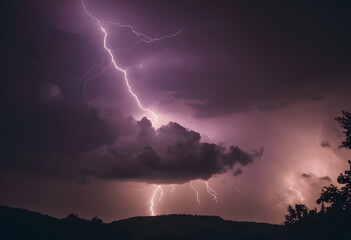 Obraz premium Midnight Symphony: Intense Lightning Bolts Piercing Through Clouds