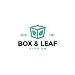 Box with leaf logo design illustration idea