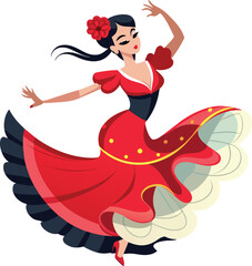 Ballerina with characteristic flamencoo cosrtume-