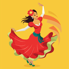 Ballerina with characteristic flamencoo cosrtume-