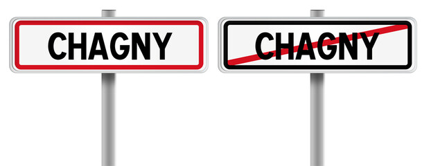 Panneau de CHAGNY à l'Entrée et à la Sortie - Fond Transparent ou Blanc Disponible