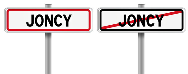 Panneau de JONCY à l'Entrée et à la Sortie - Fond Transparent ou Blanc Disponible