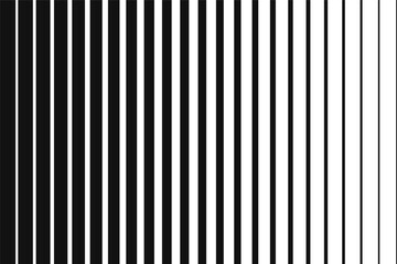 Striped halftone pattern. Black and white monochrome background with vertical lines. Minimalistic print