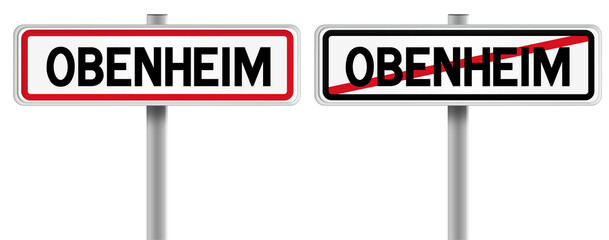 Panneau de OBENHEIM à l'Entrée et à la Sortie - Fond Transparent ou Blanc Disponible