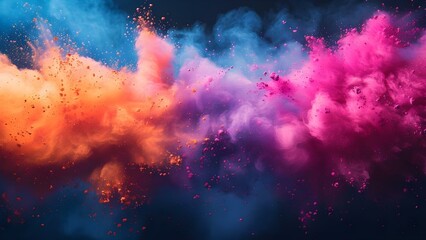 Energetic Vibrancy: Utilizing Colorful Powder in Ads, Social Media, and Branding Campaigns. Concept Colorful Powder Photoshoot, Brand Promotion, Social Media Content, Vibrant Advertising