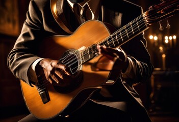 Obraz premium illustration, detailed view hands performing musical instrument, technique, skilled, talent, fingers, skillful, strings, keyboard, guitar, piano, melody, harmony