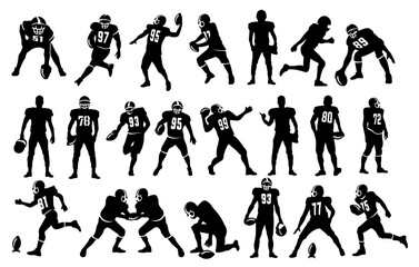 Football Player Silhouette Bundle, American football players SVG, Football SVG, Cut file