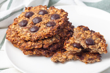 Oat Cookies Healthy Delicious Dessert on Green White Table Cloth
