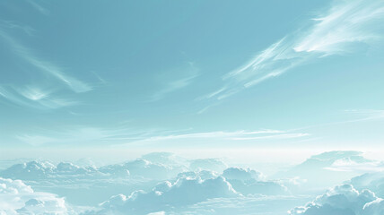 A minimalist background where translucent layers of sky blue and soft white mingle, suggesting the light and airy feel of clouds drifting across a clear day - obrazy, fototapety, plakaty