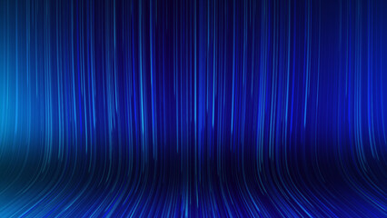 Dark blue lines background. Lines table. Dynamic line background. Dark blue bent background. The stripe particles are blue. Neon particles light flows in. Vertical horizontal lines. Digital screensave