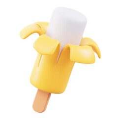 3D rendered image of a banana ice cream on a stick