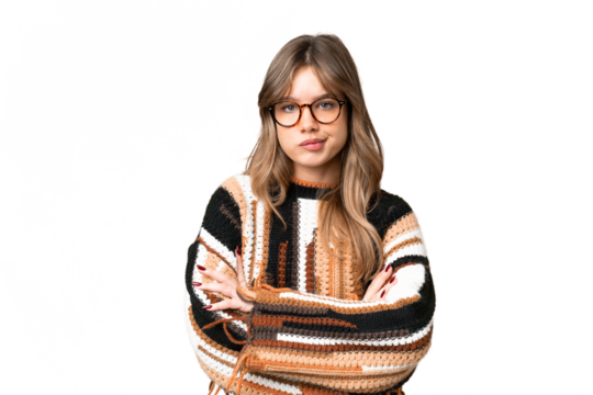 Young girl over isolated chroma key background feeling upset