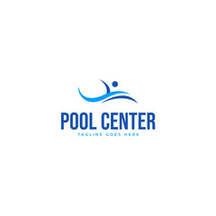 Pool center logo design for swimming pool, beach, diving and another water sport illustration idea